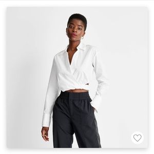 White long sleeve crop blouse - a size XS NWT